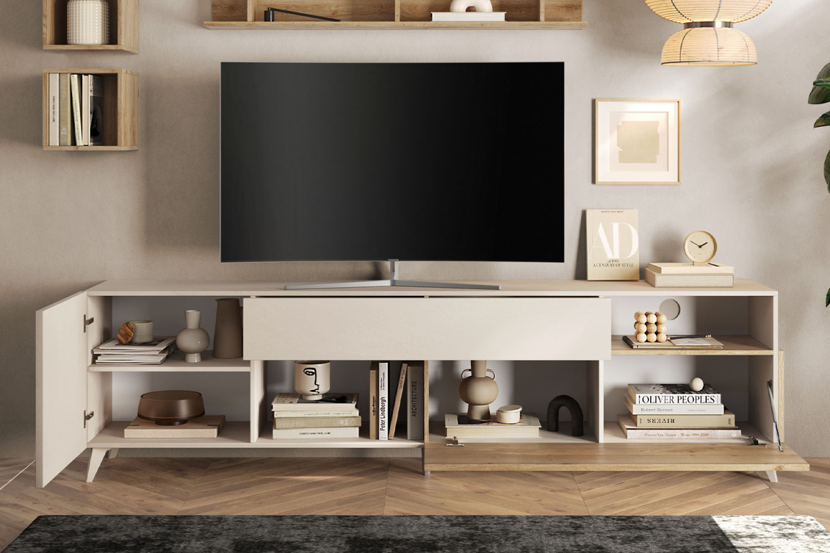 Meuble TV 1 porte 2 tiroirs 240 cm Anvers