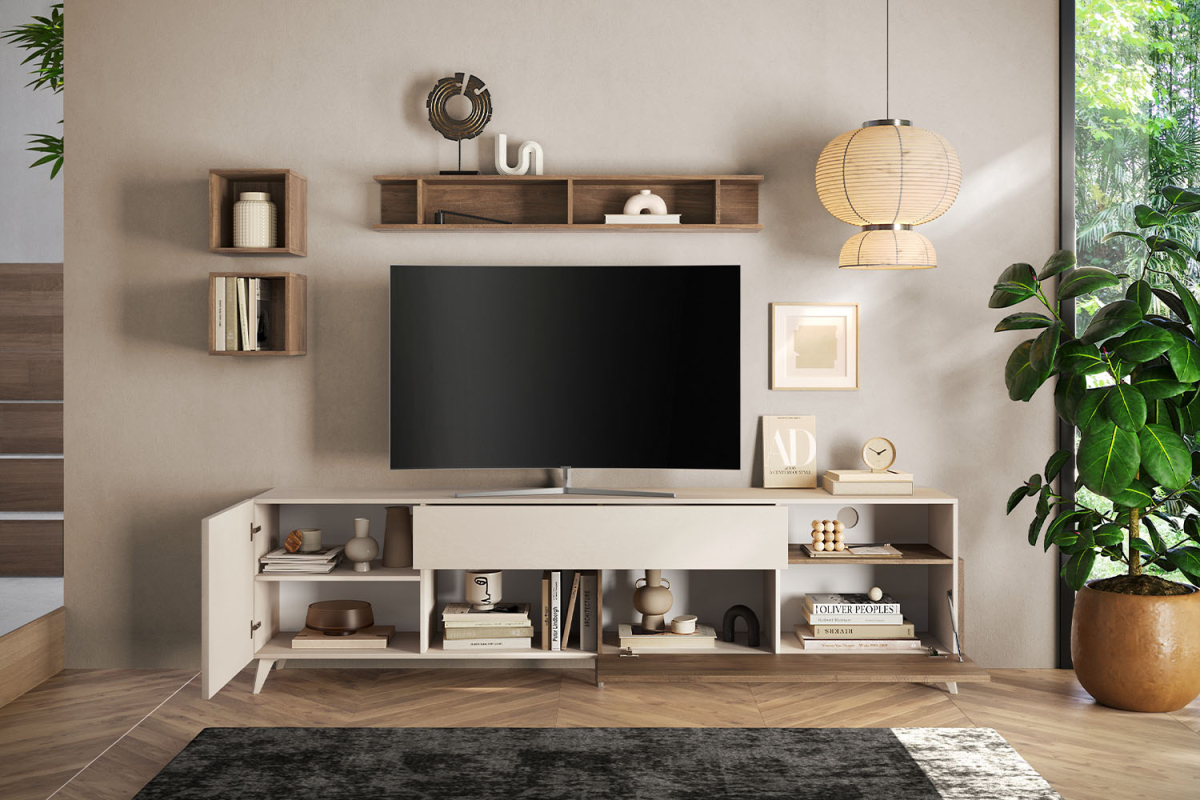 Meuble TV 1 porte 2 tiroirs 240 cm Anvers