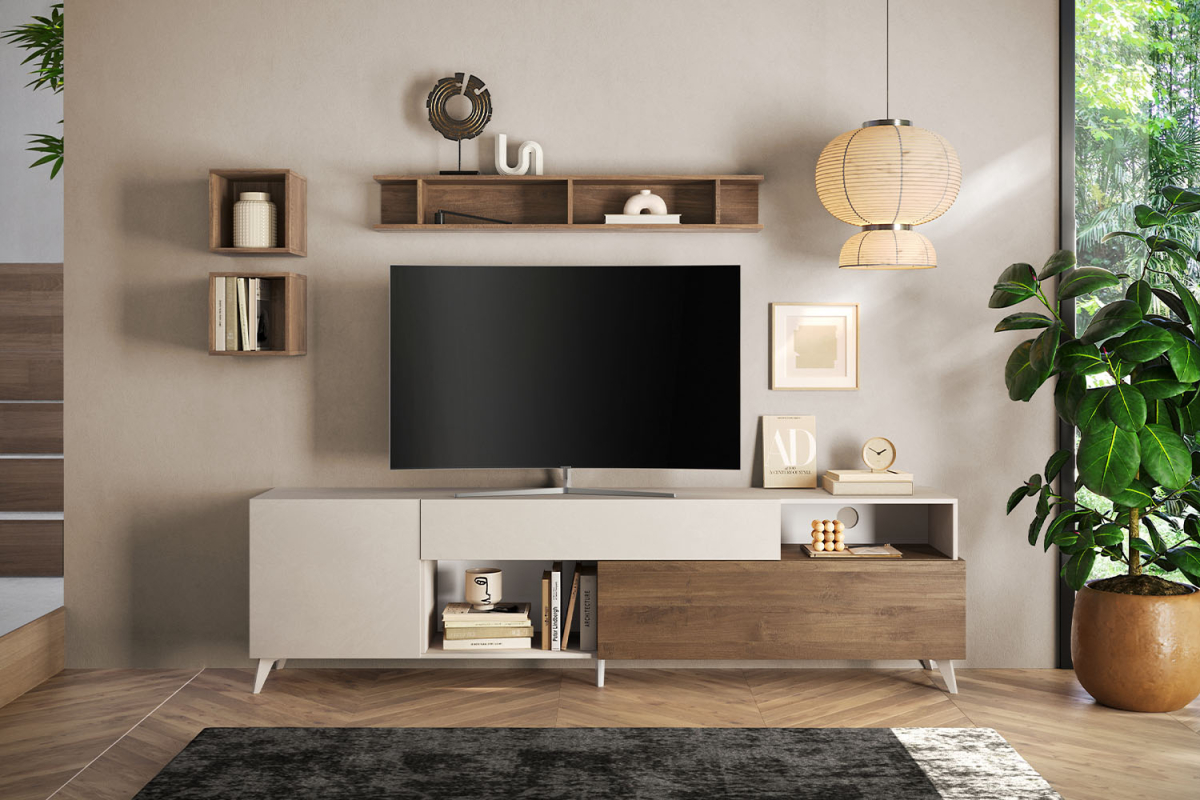 Meuble TV 1 porte 2 tiroirs 240 cm Anvers