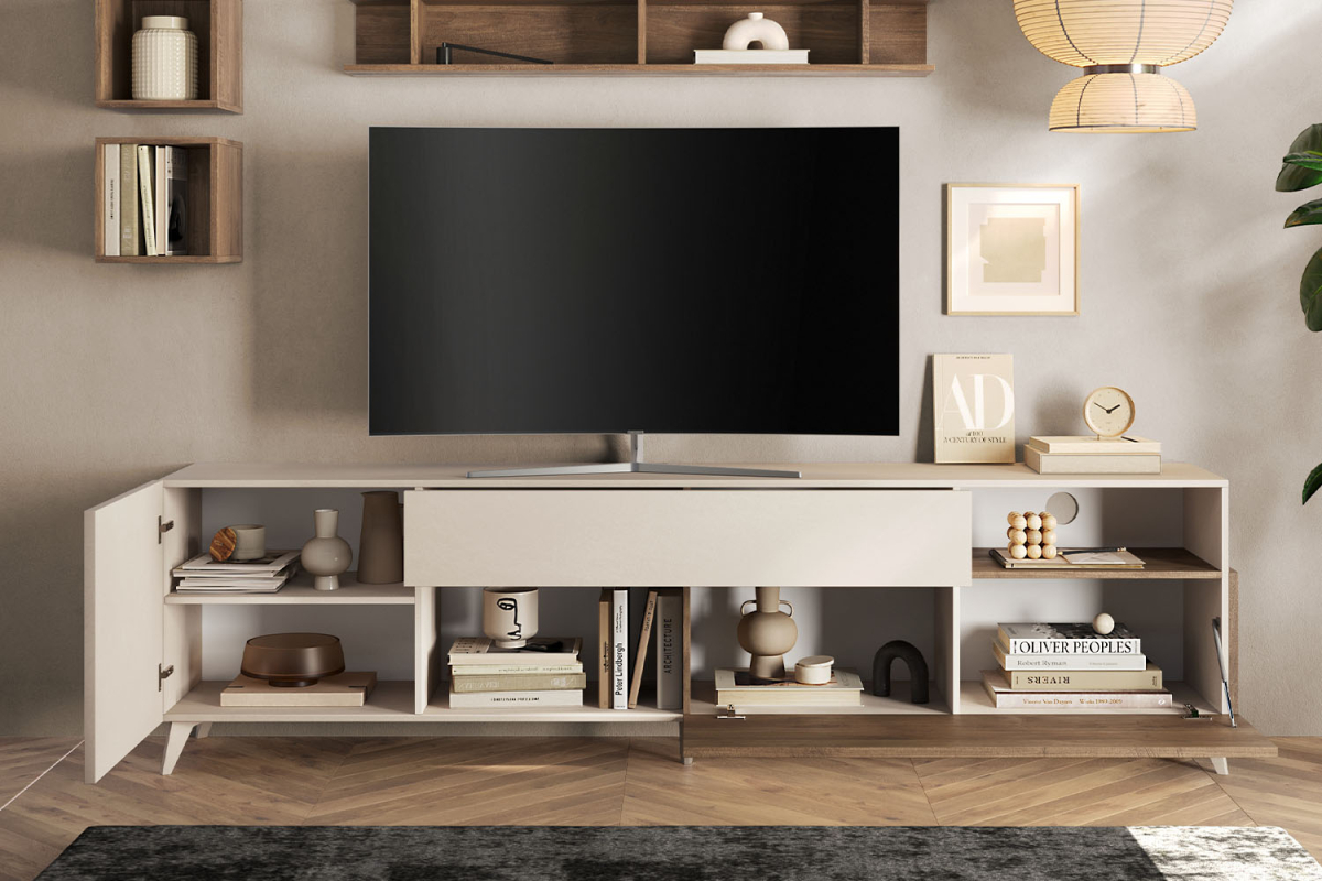 Meuble TV 1 porte 2 tiroirs 240 cm Anvers