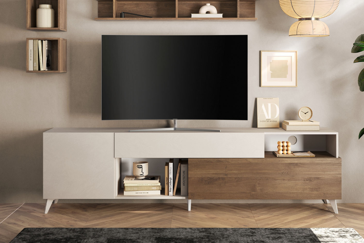 Meuble TV 1 porte 2 tiroirs 240 cm Anvers - Un salon rangé avec style