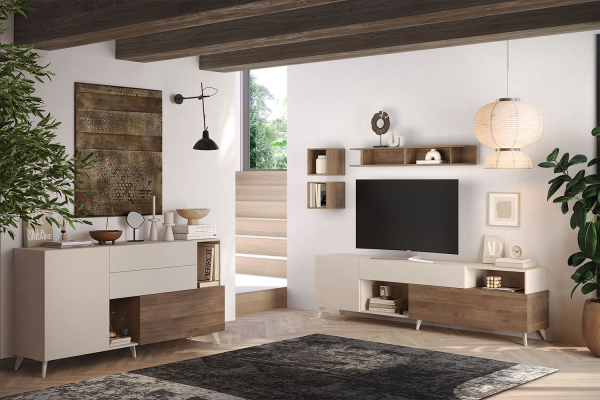 Meuble TV 1 porte 2 tiroirs 240 cm Anvers - Un salon rangé avec style