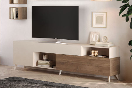 Meuble TV 1 porte 2 tiroirs 240 cm Anvers - Un salon rangé avec style