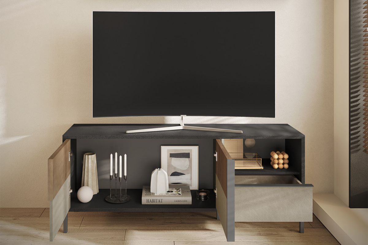 Meuble TV 2 portes 1 tiroir 155 cm Faro
