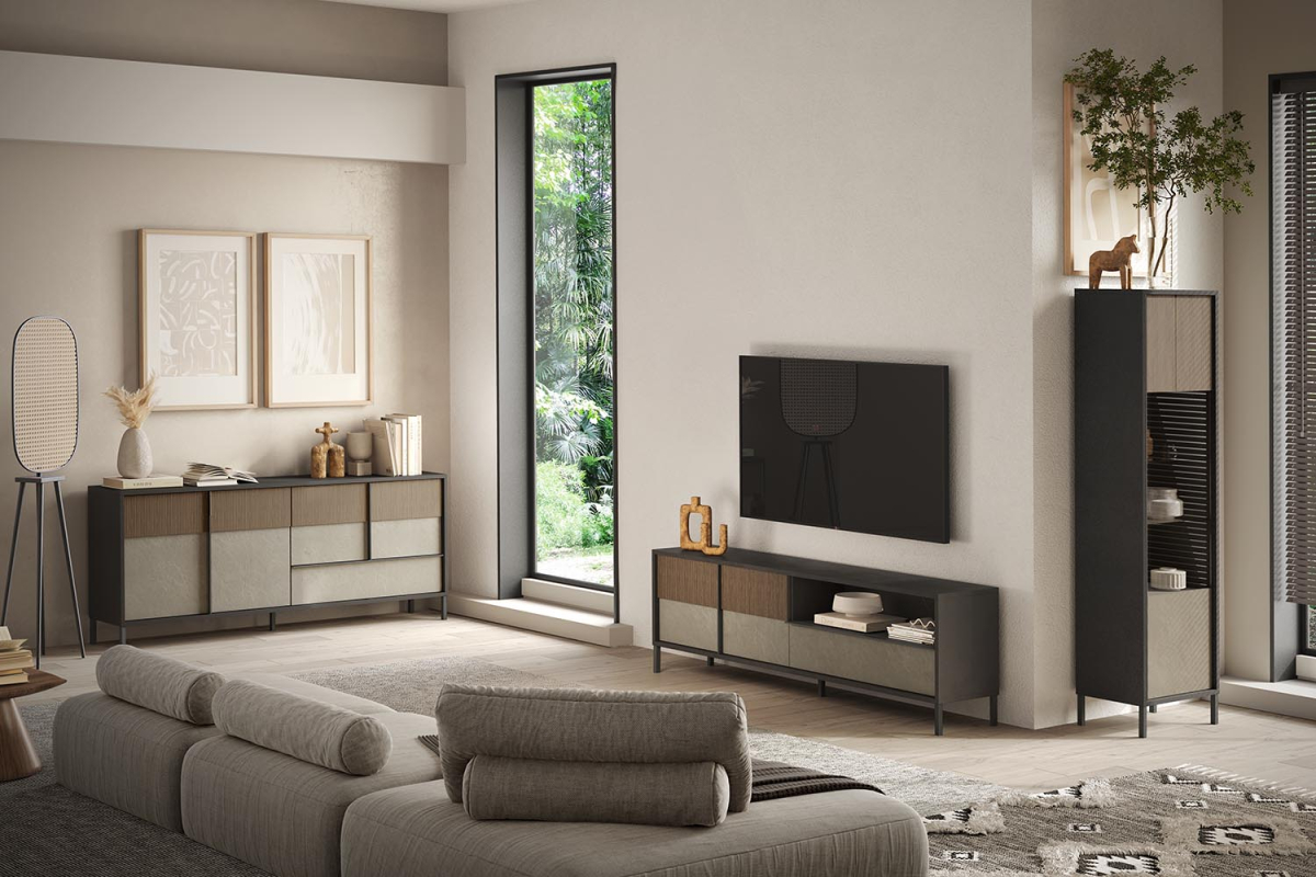 Meuble TV 2 portes 1 grand tiroir 205 cm Faro