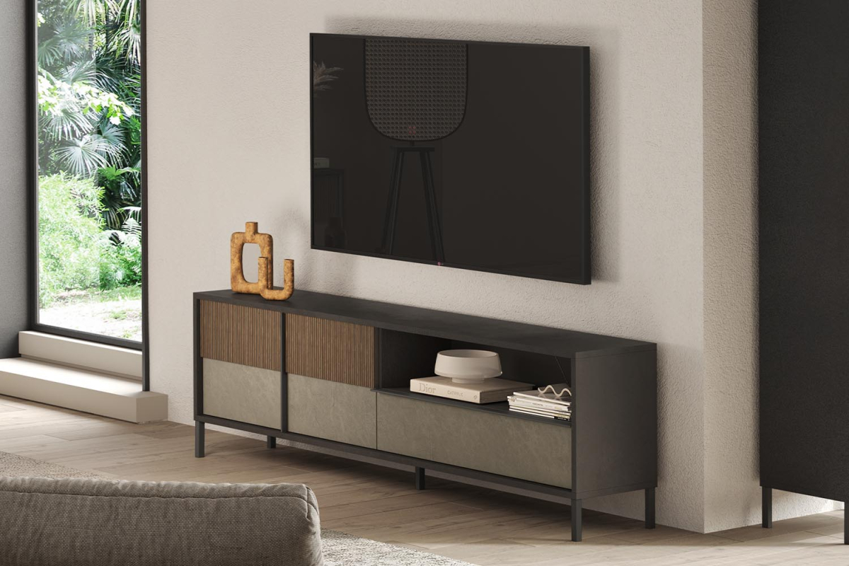 Meuble TV 2 portes 1 grand tiroir 205 cm Faro