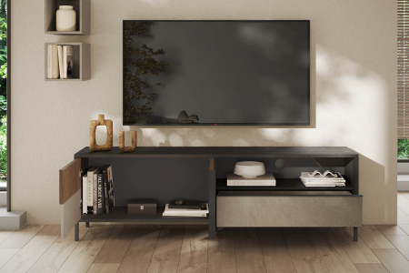 Meuble TV 2 portes 1 grand tiroir 205 cm Faro