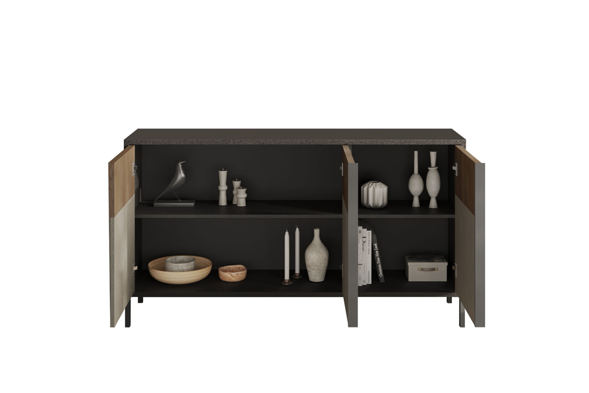 Buffet 3 portes pieds métal 155 cm Faro