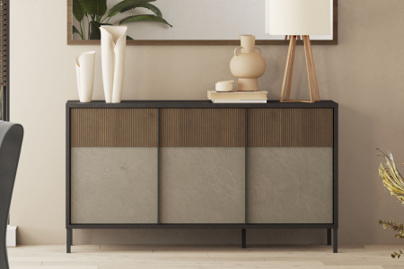 Buffet 3 portes pieds métal 155 cm Faro