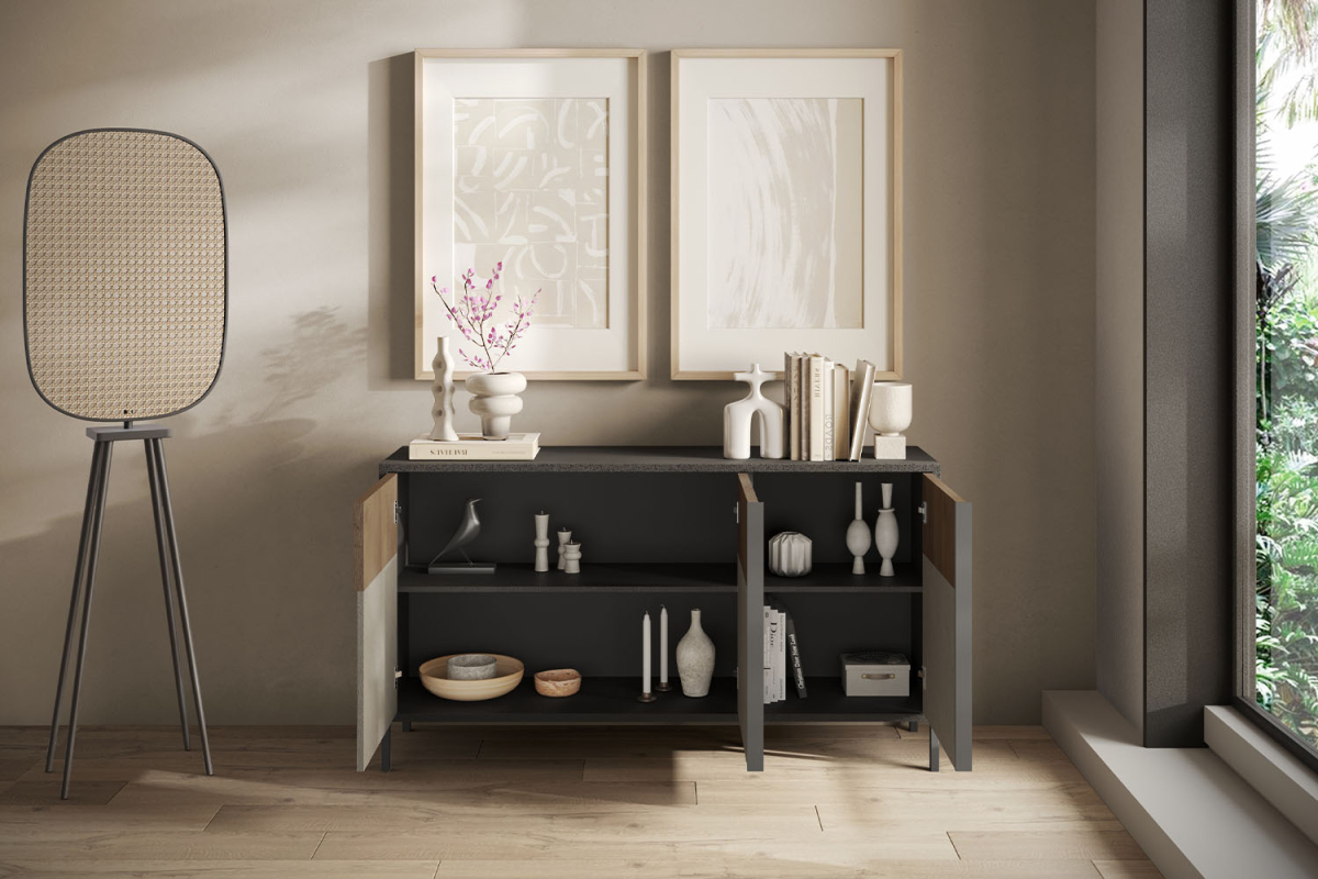 Buffet 3 portes pieds métal 155 cm Faro