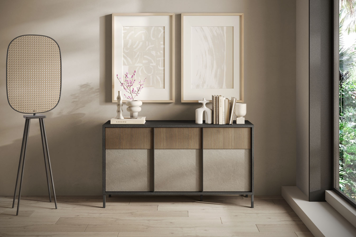 Buffet 3 portes pieds métal 155 cm Faro