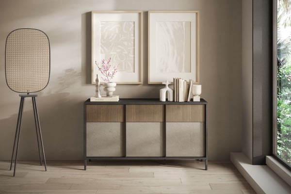 Faro 3-door sideboard with metal legs, 155 cm