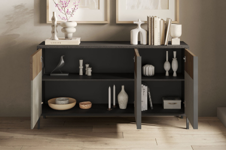 Buffet 3 portes pieds métal 155 cm Faro