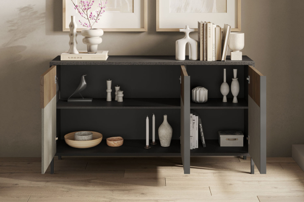 Buffet 3 portes pieds métal 155 cm Faro