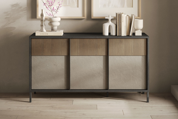 Buffet 3 portes pieds métal 155 cm Faro