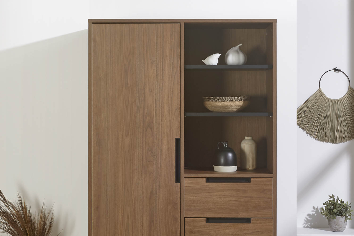 Armoire 1 porte 3 tiroirs en bois Arles
