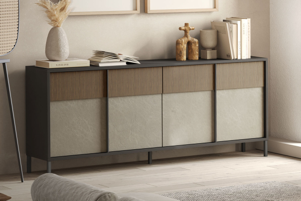 Buffet 4 portes pieds métal 205 cm Faro