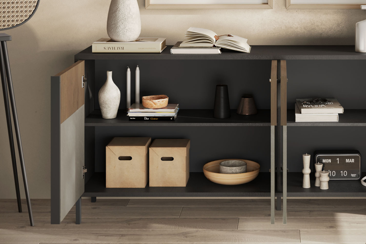 Buffet 4 portes pieds métal 205 cm Faro