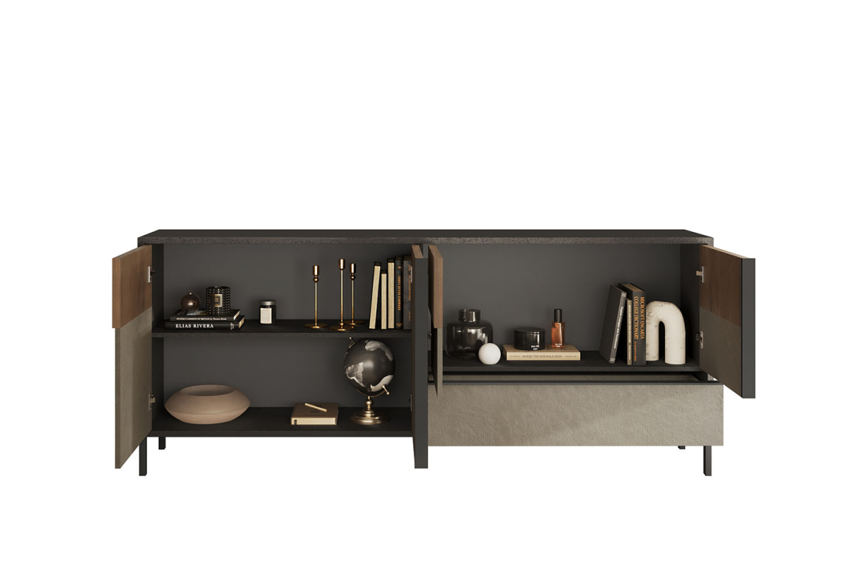 Buffet 4 portes 1 tiroir pieds métal 205 cm Faro