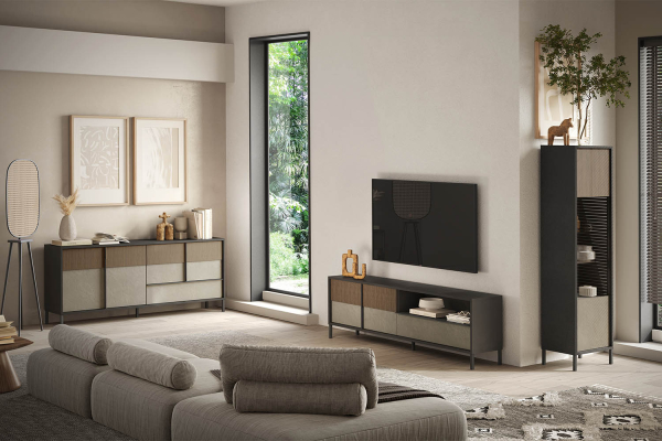 Buffet 4 portes 1 tiroir pieds métal 205 cm Faro
