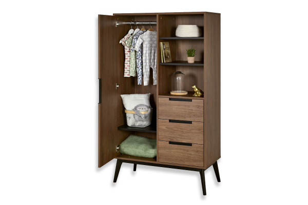 Armoire 1 porte 3 tiroirs en bois Arles