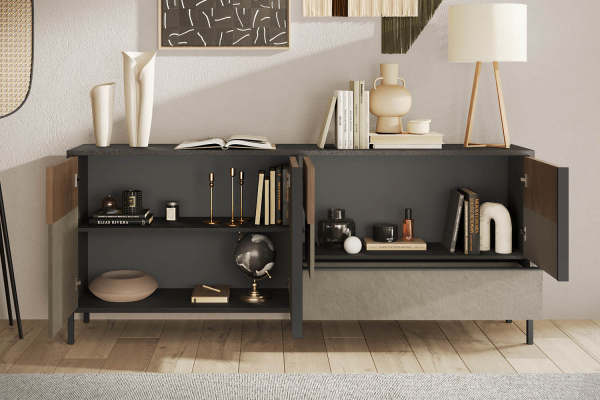 Buffet 4 portes 1 tiroir pieds métal 205 cm Faro