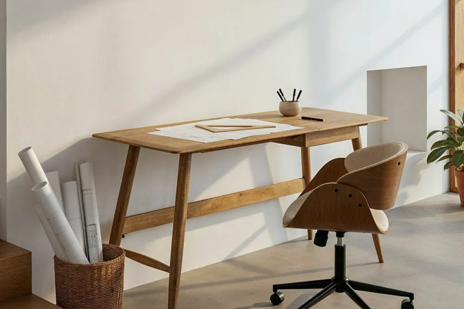 Bureau avec tiroir en manguier massif Noctis
