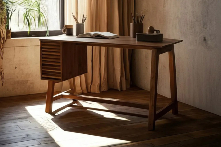 Bureau avec rangement en manguier massif Atria