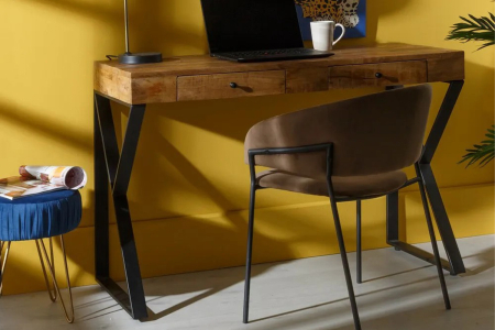 Bureau avec 2 tiroirs en manguier et métal noir Rivoli