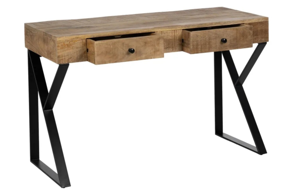 Bureau avec 2 tiroirs en manguier et métal noir Rivoli