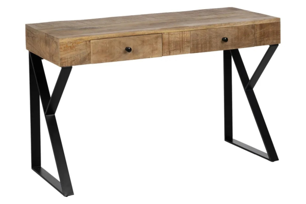 Bureau avec 2 tiroirs en manguier et métal noir Rivoli