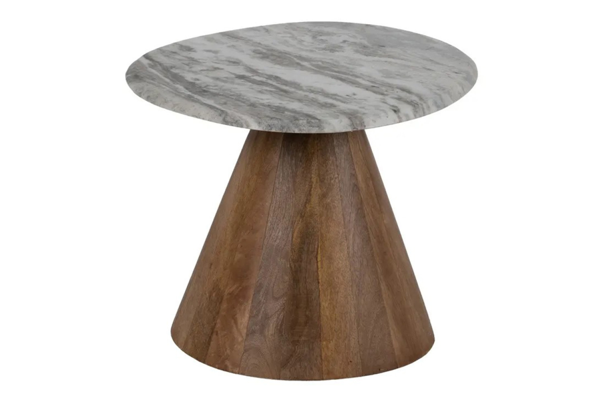 Tables basses rondes manguier & marbre – Duo design premium