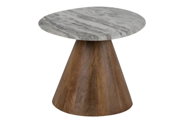 Tables basses rondes manguier & marbre – Duo design premium