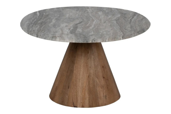 Tables basses rondes manguier & marbre – Duo design premium