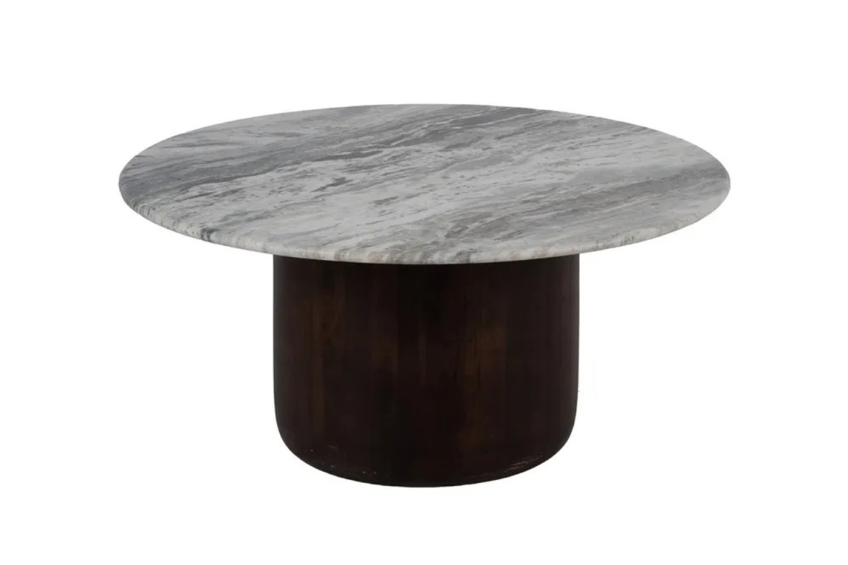 Duo de tables basses rondes manguier et marbre 100 cm Astoria