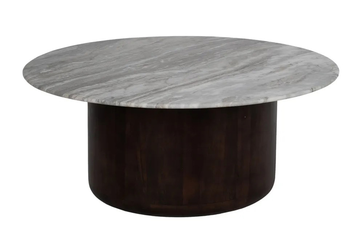 Duo de tables basses rondes manguier et marbre 100 cm Astoria