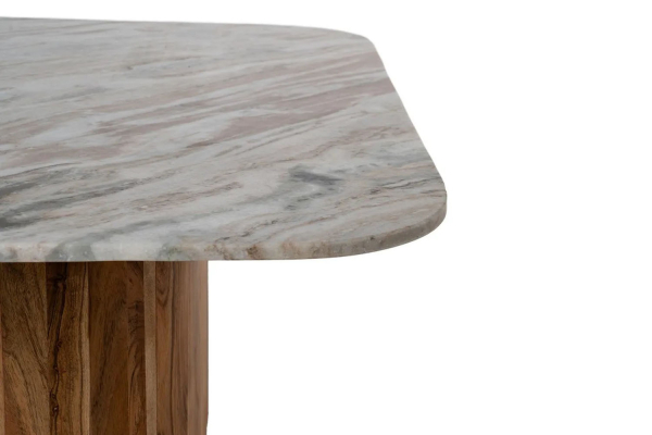Duo de tables basses carrées en acacia & marbre 100 cm Marceau