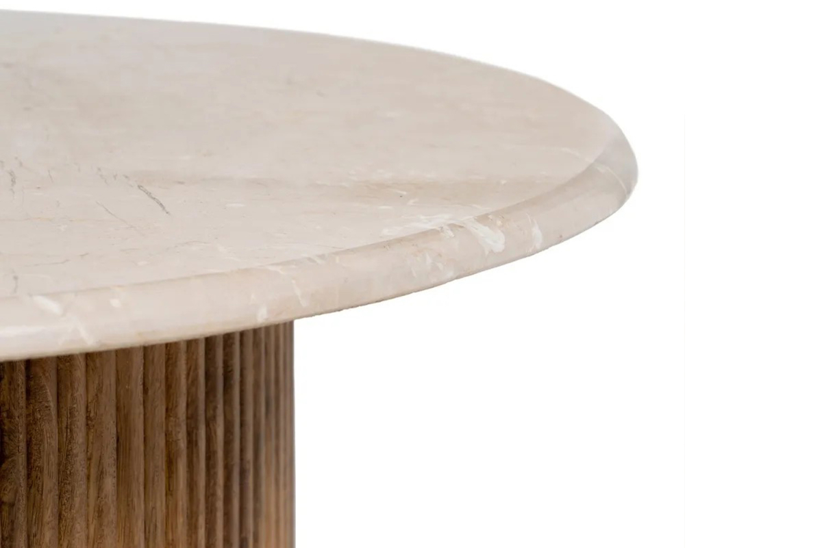 Table basse ronde en manguier et marbre - Bijou de design naturel