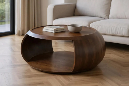 Table basse ronde en manguier massif – Mobilier haut de gamme