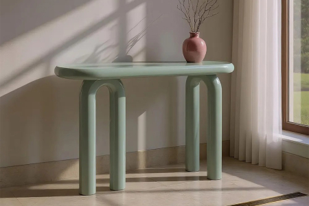 Console en bois design Novea – Élégance laquée crème ou vert