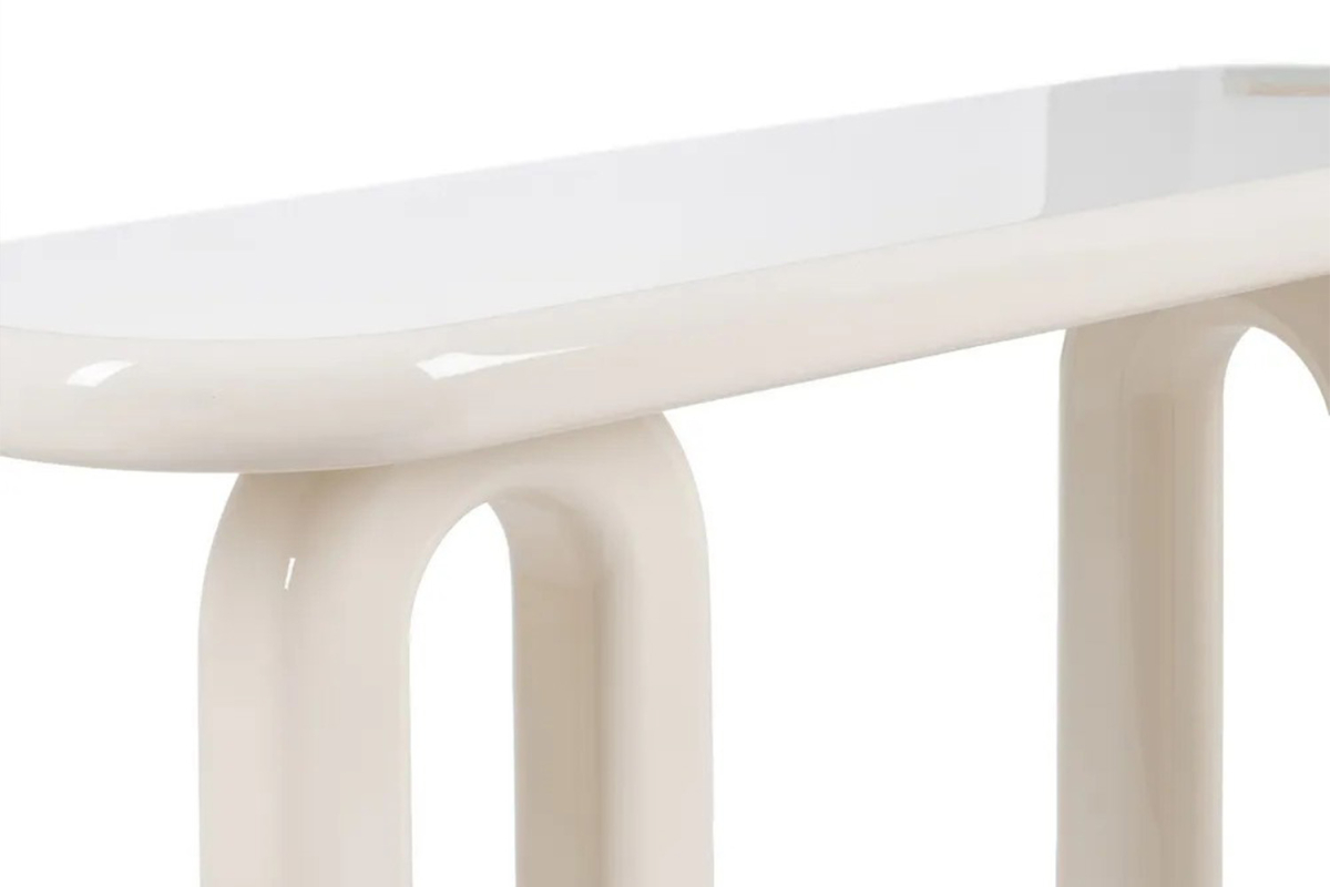 Console en bois design Novea – Élégance laquée crème ou vert