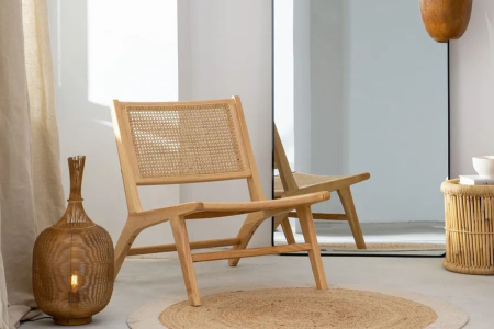 Fauteuil Eron en bois massif & cannage – Mobilier haut de gamme