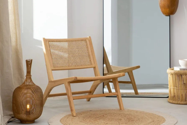 Fauteuil Eron en bois massif & cannage – Mobilier haut de gamme