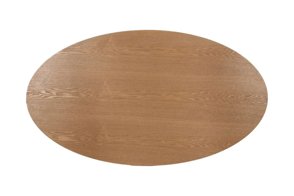 Table ovale effet chêne pied central Oren 4-6 pers. – Design naturel