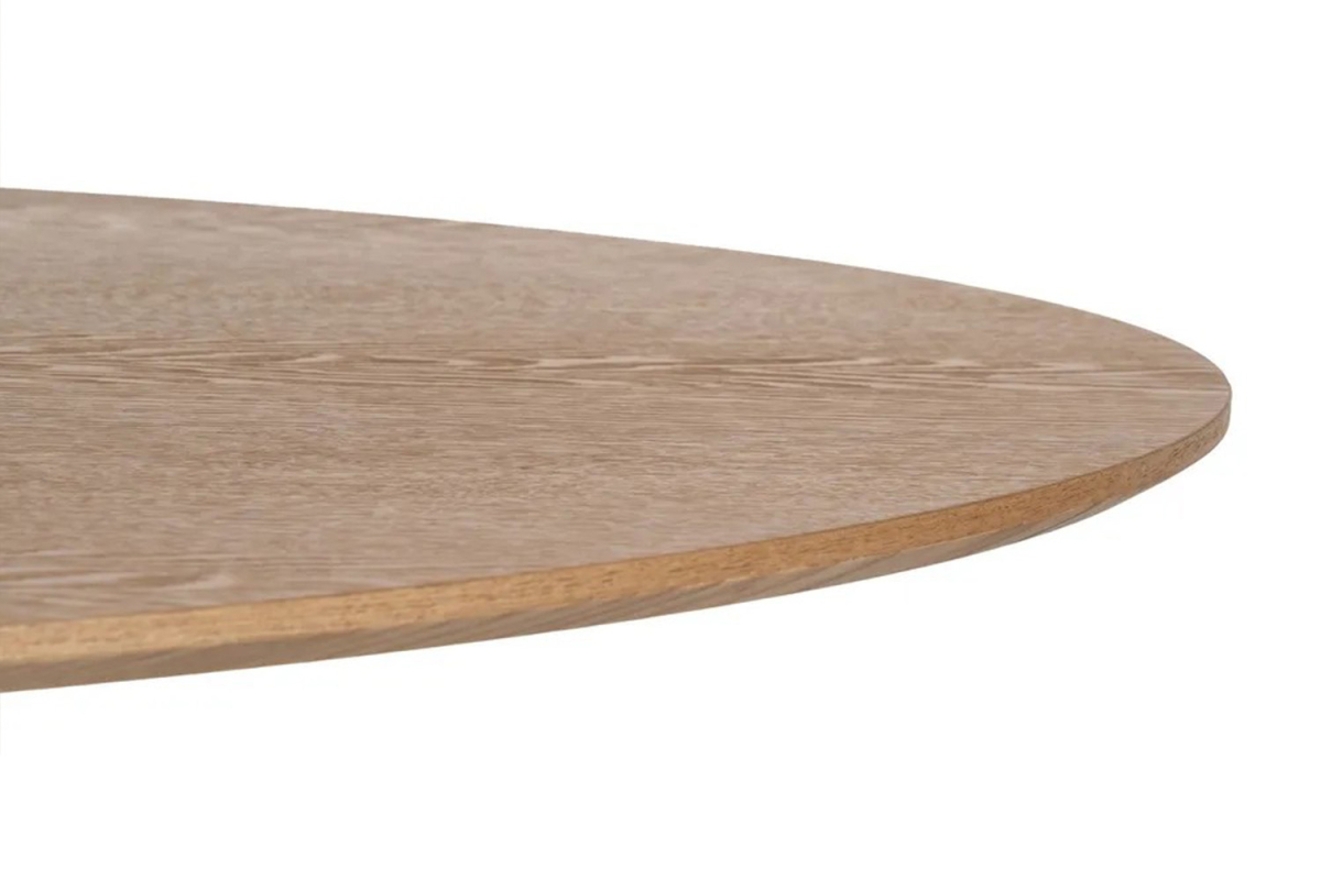 Table ovale effet chêne pied central Oren 4-6 pers. – Design naturel