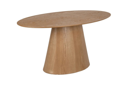 Table ovale effet chêne pied central Oren 4-6 pers. – Design naturel