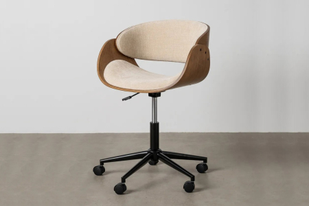 Chaise de bureau en bois massif et tissu Alwen