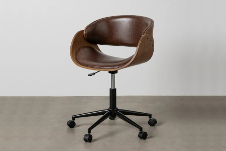 Chaise de bureau en bois massif et tissu Alwen