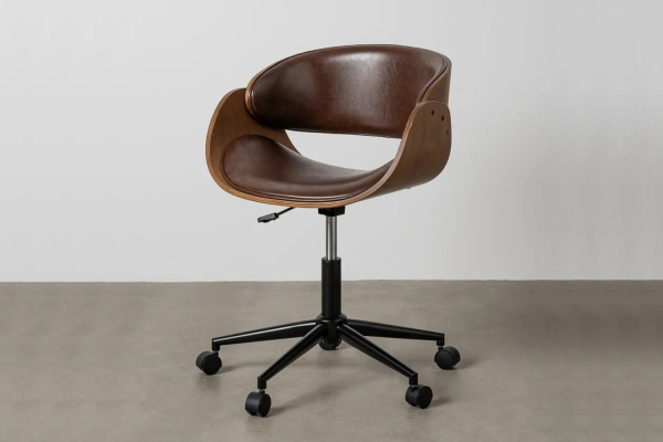 Chaise de bureau en bois massif et tissu Alwen
