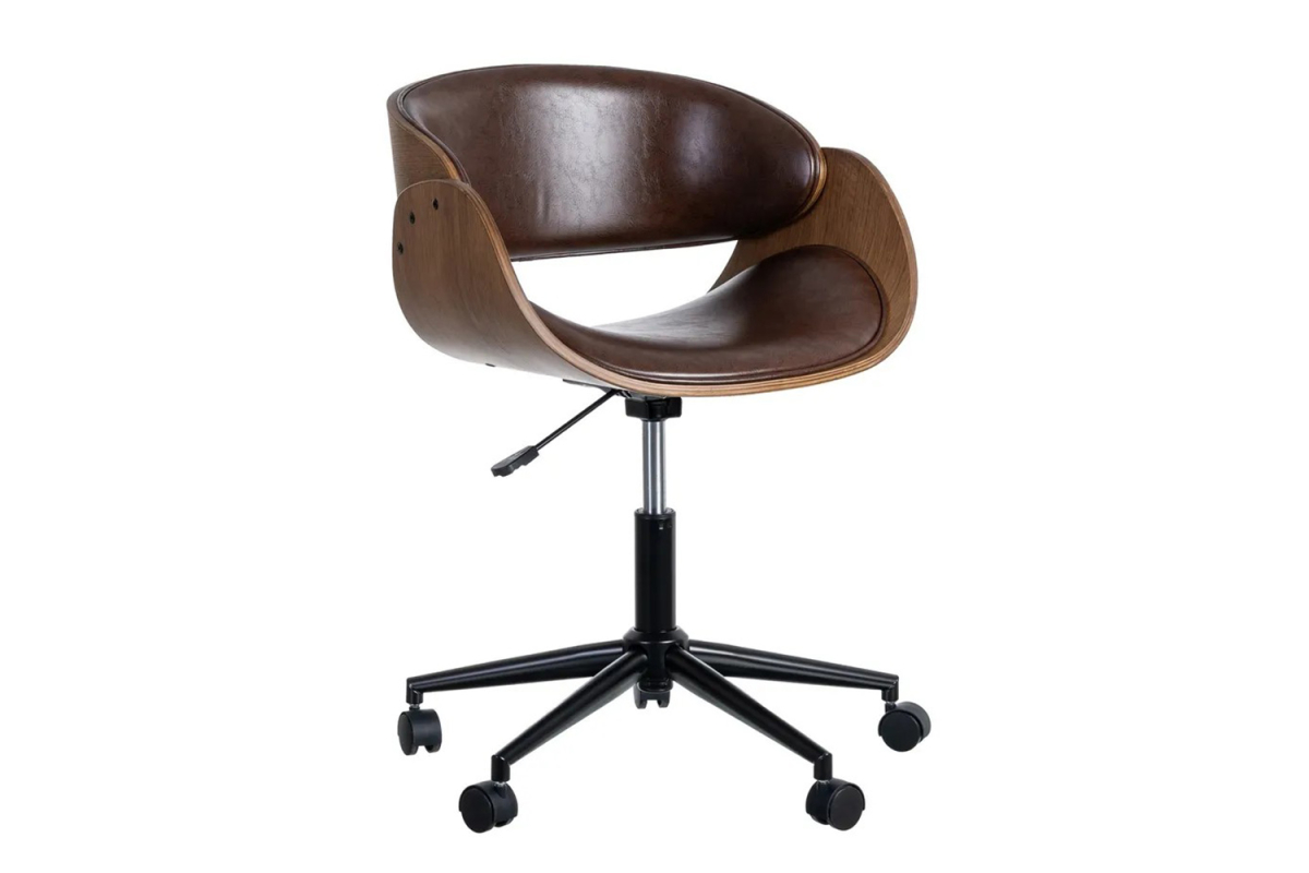 Chaise de bureau en bois massif et tissu Alwen